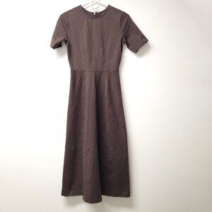 Everlane Womens Short Sleeve Crew Neck Midi Dress Size XS Brown